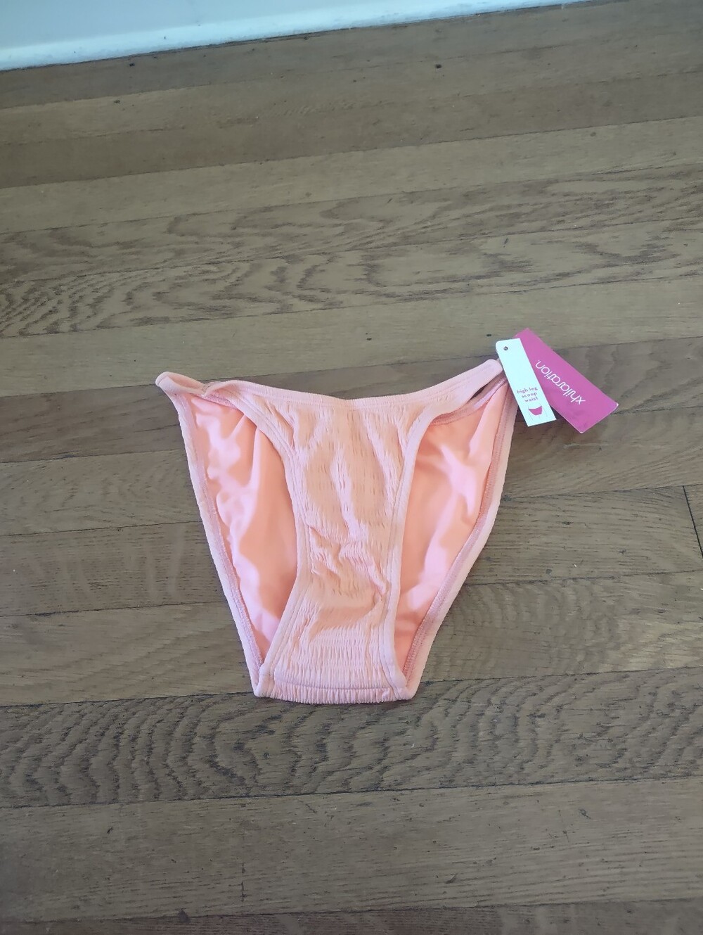NWT orange ruched strappy hipster cut bikini bottom xhilaration small MSRP $15